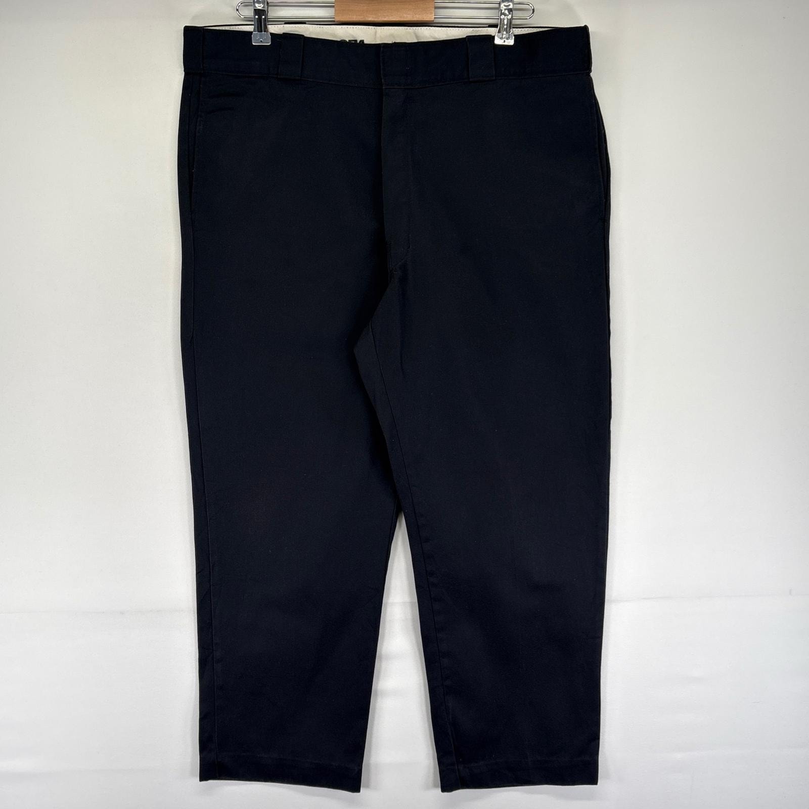 古着 ディッキーズ Dickies パンツ チノパン ストレート 874 ジッパーフライ センタープレス ワーク  ブラック系 メンズ