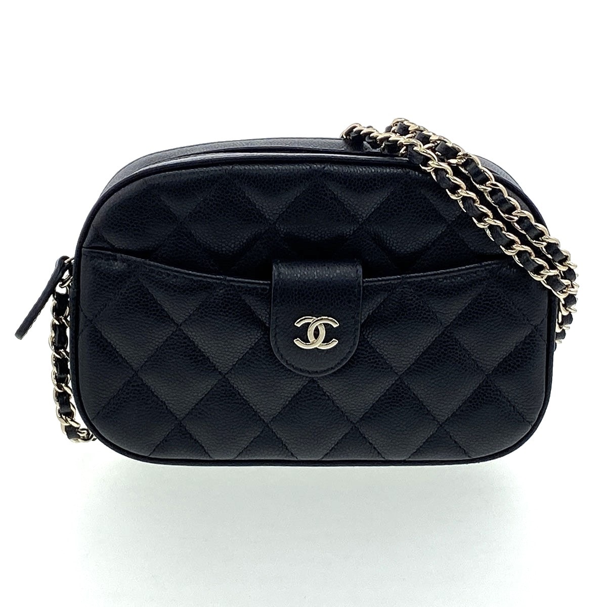 CHANEL シャネル タイムレス クラシックライン チェーンウォレット ショルダーバッグ AP3998 キャビアスキン ブラック ゴールド金具  レディース【中古】