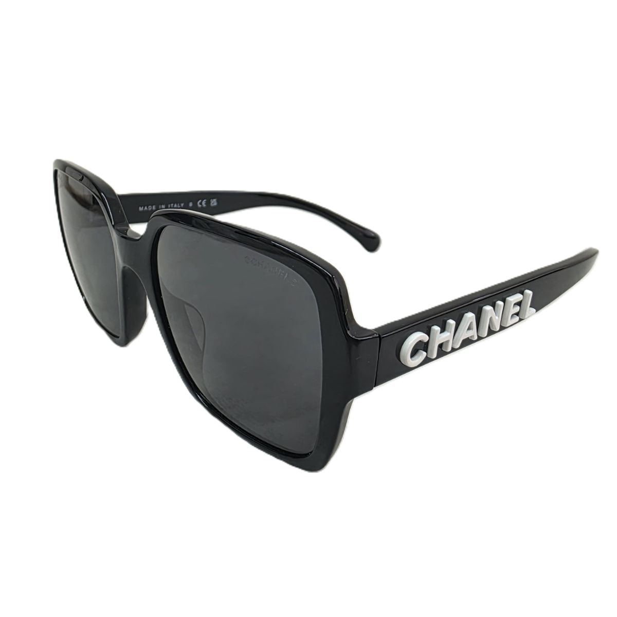 CHANEL シャネル 立体ロゴ スクエア型 アイウェア サングラス 5408 プラスチック ブラック ホワイト レディース【中古】