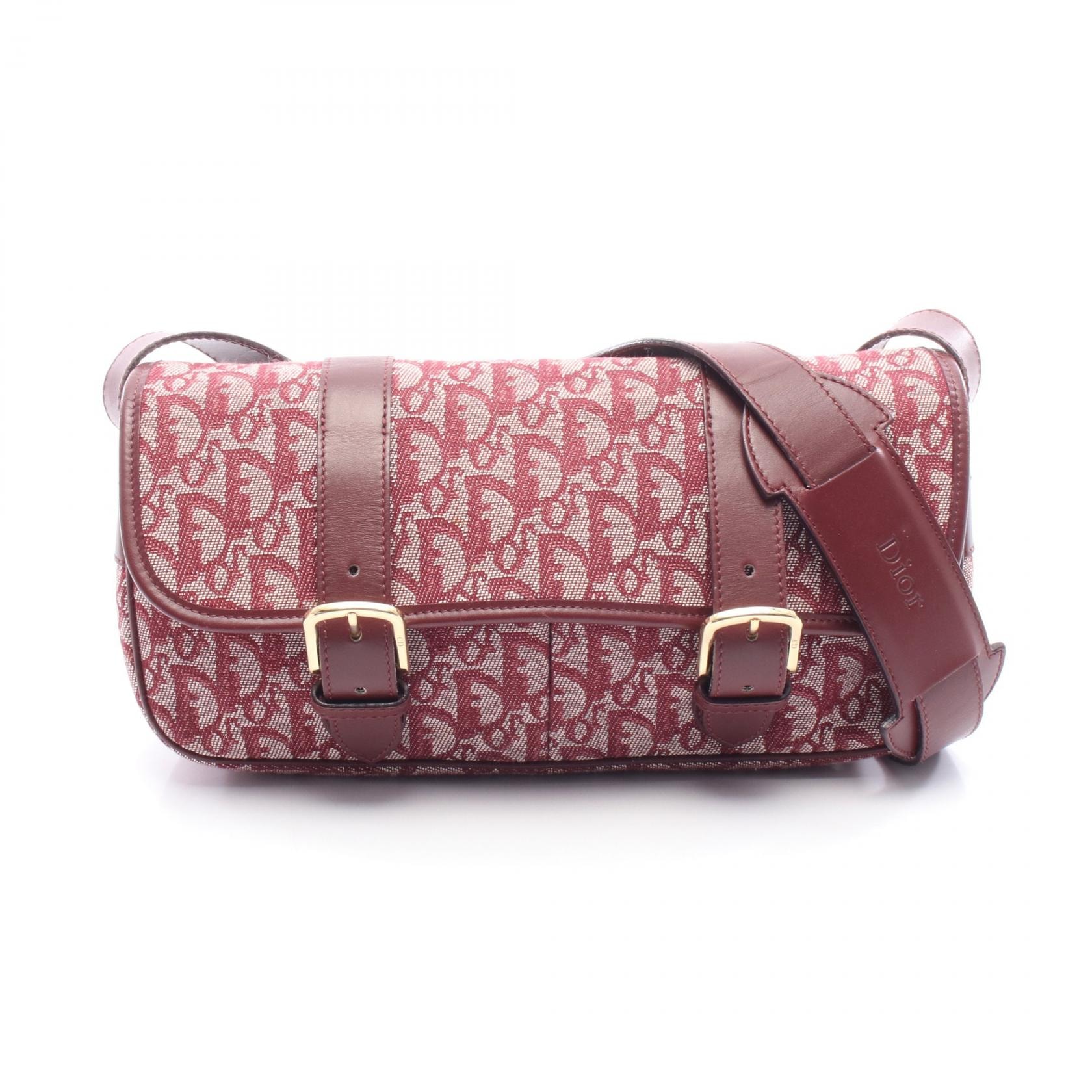 ディオール Dior トロッター ショルダーバッグ バッグ キャンバス レザー レディース ボルドー系 / ベージュ系 【中古】