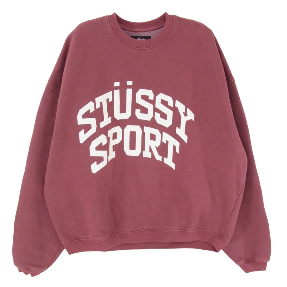 STUSSY ステューシー 24SS BIG CRACKLE SPORT CREW クルーネック スウェット トレーナー エンジ系 M【中古】