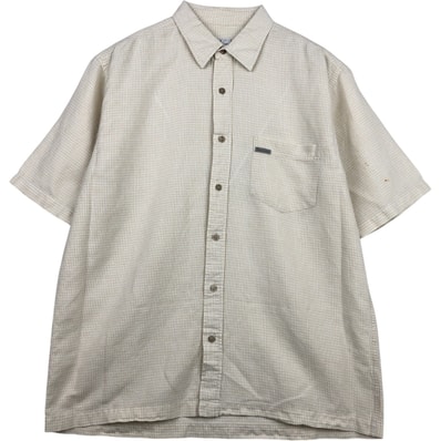古着 90~00年代 カルバンクライン Calvin klein JEANS チェック柄 半袖 コットン×リネンシャツ ボックスシャツ メンズL相当 ヴィンテージ/eaa614517