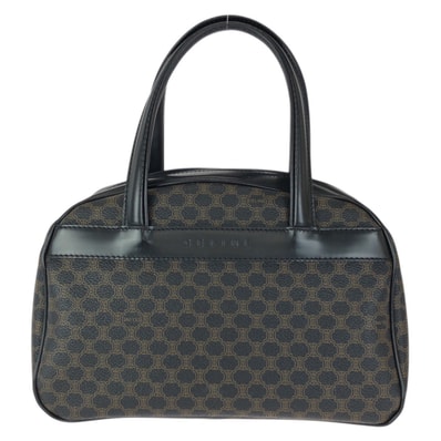 美品 CELINE セリーヌ ヴィンテージ マカダム ブラック ブラウン ゴールド金具 PVC レザー/ ハンドバッグ 601475 【中古】