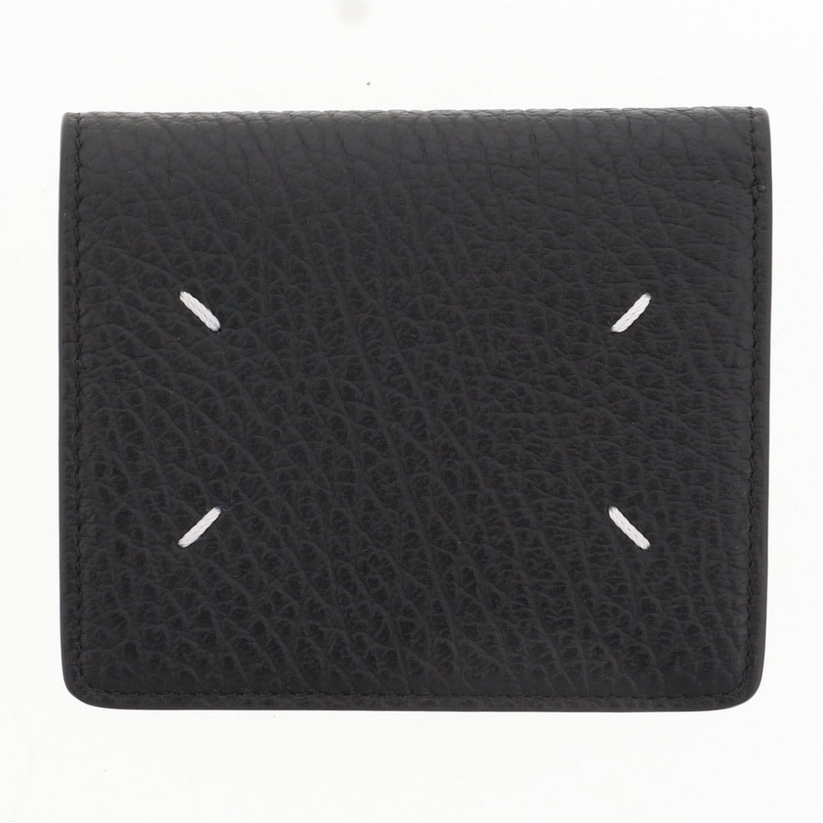 【値下げ】Maison Margiela メゾン マルジェラ 4ステッチ 二つ折り ウォレット 二つ折り財布 S56UI0140 レザー ブラック レディース【中古】