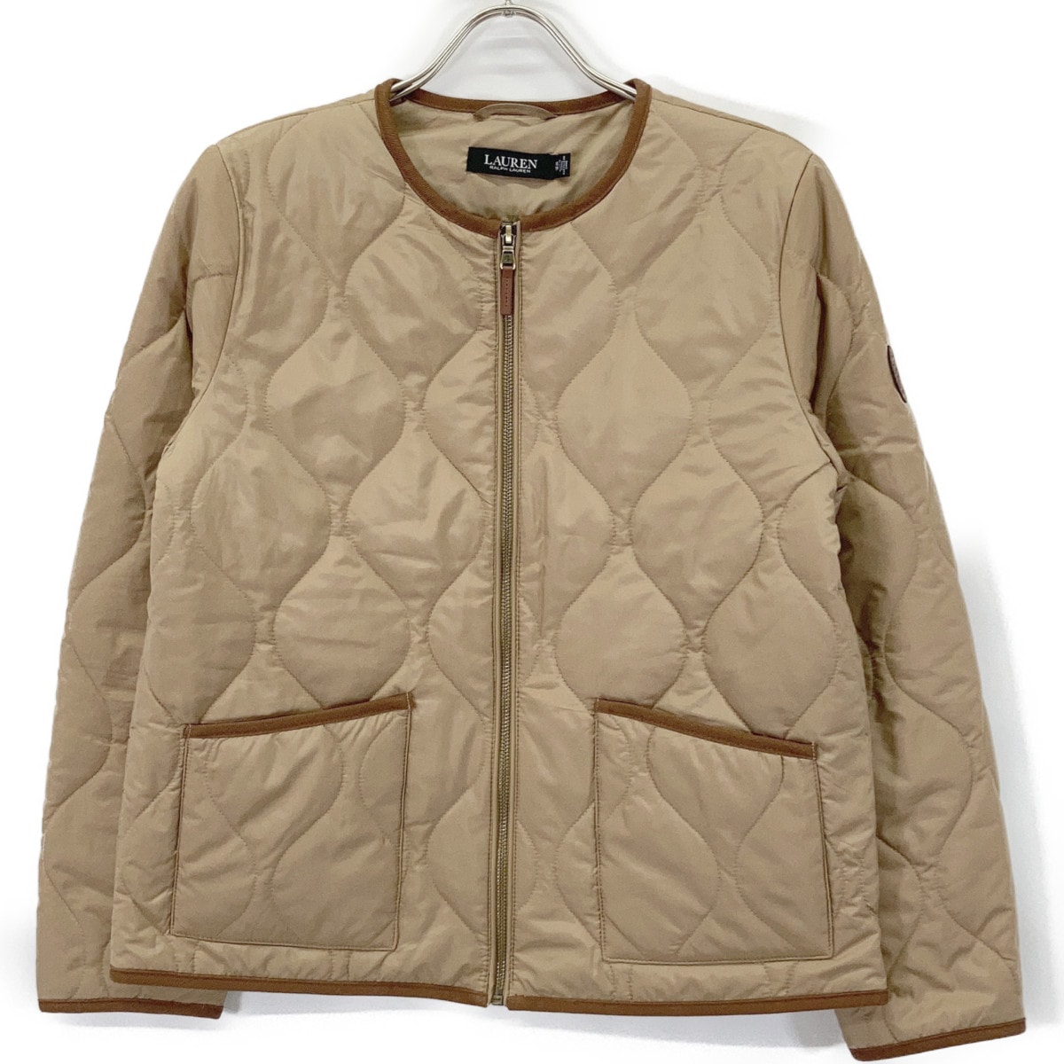 ローレン ラルフローレン ベージュ ツイルトリム オニオンキルテッド ジャケット XS