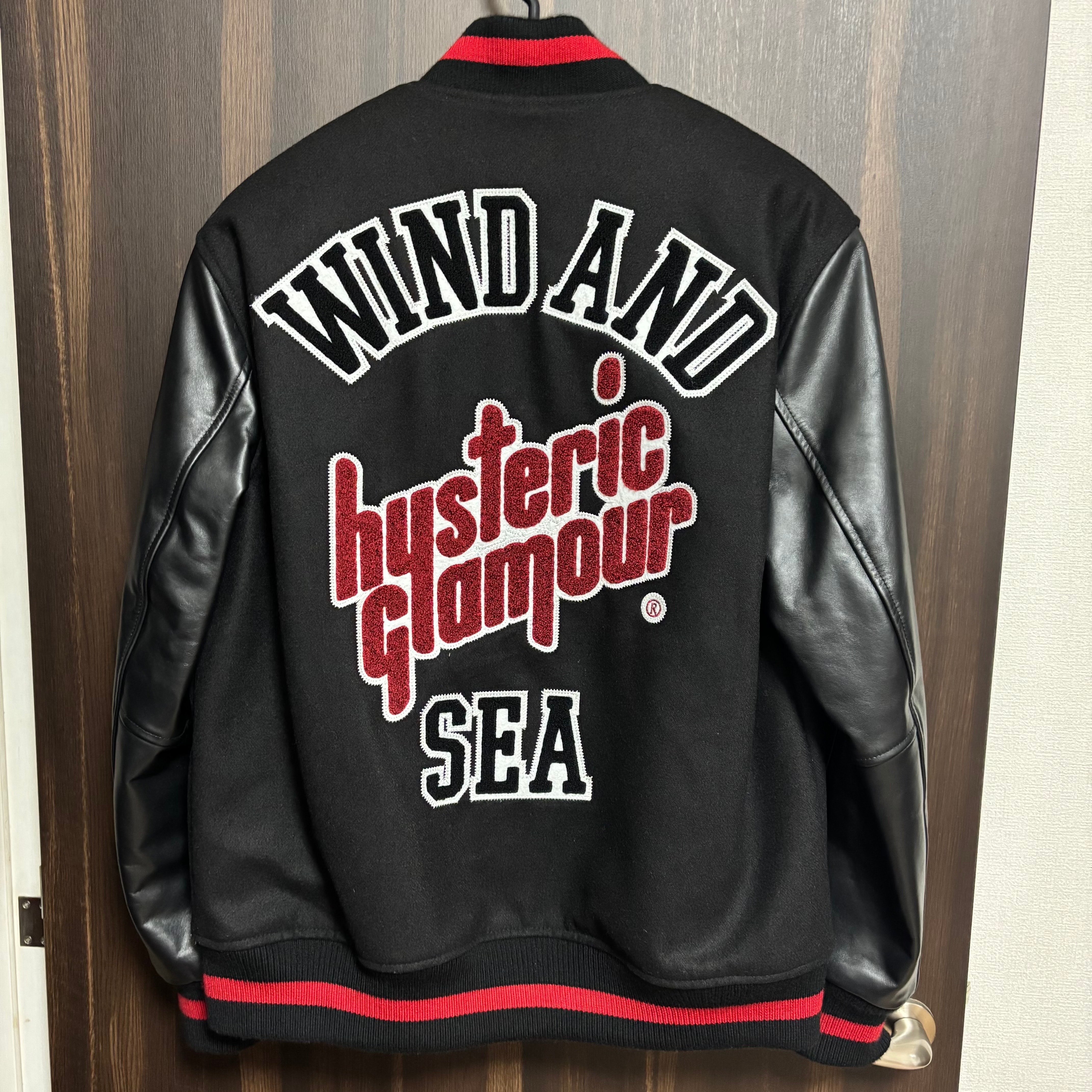 WIND AND SEA x HYSTERIC GLAMOUR Varsity Jacket "Black"