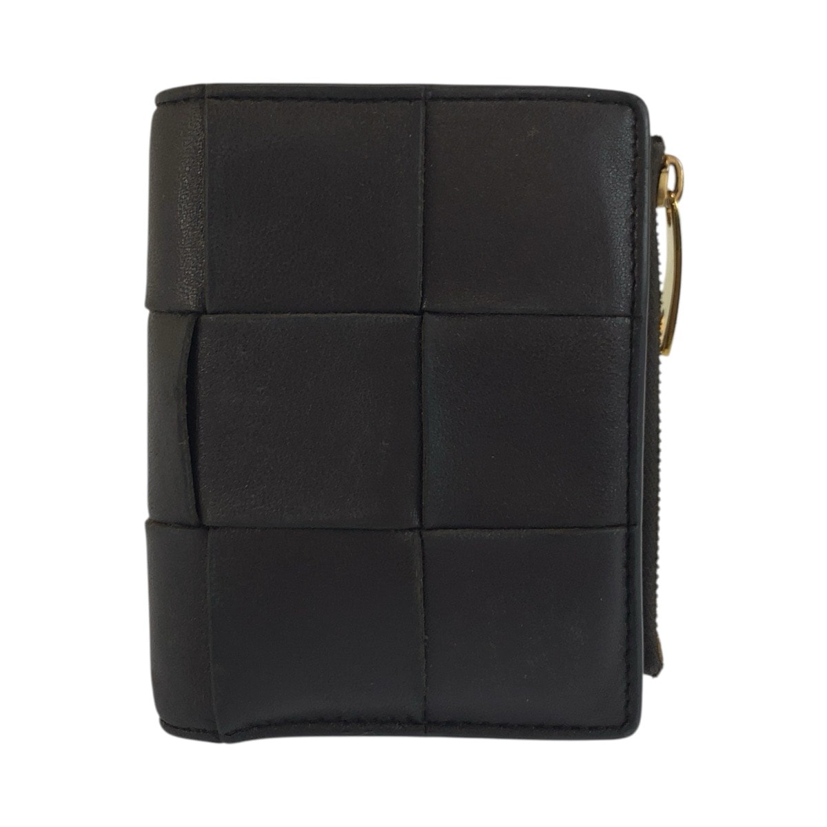 BOTTEGAVENETA ボッテガヴェネタ マキシイントレチャート ブラウン ゴールド金具 レザー 折財布 コンパクトウォレット 603376 【中古】