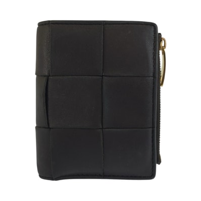 BOTTEGAVENETA ボッテガヴェネタ マキシイントレチャート ブラウン ゴールド金具 レザー 折財布 コンパクトウォレット 603376 【中古】