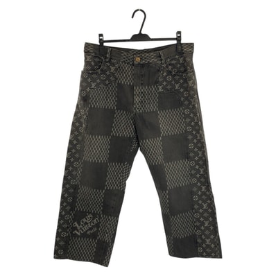 美品 LOUIS VUITTON ルイヴィトン NIGO ジャイアントダミエウェーブモノグラム サイズ36 ブラック 黒 コットン デニムパンツ ストレートパンツ 602682 【中古】