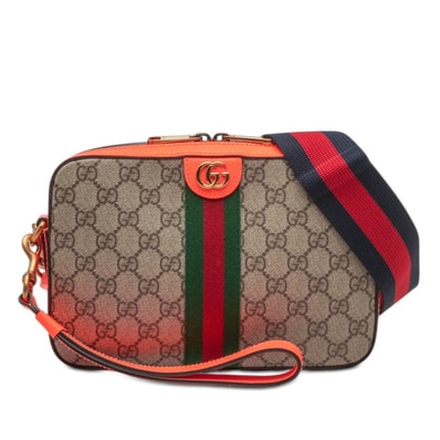 グッチ オフィディア GGスプリーム ショルダーバッグ クロスボディバッグ 699439 オレンジ ベージュ PVC レザー レディース GUCCI 【中古】
