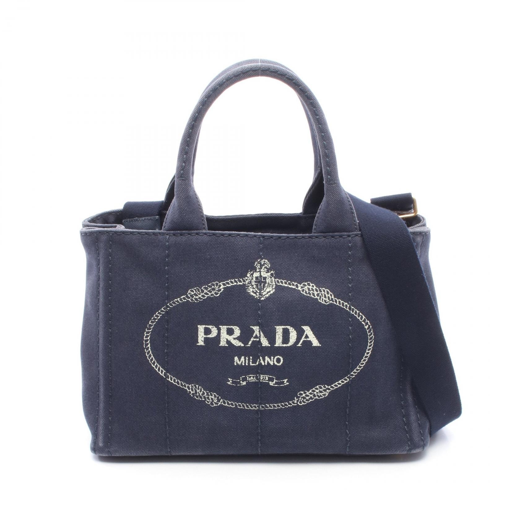 プラダ PRADA CANAPA カナパ 2WAY トートバッグ バッグ キャビアスキン(グレインドカーフ) レディース ネイビー系 【中古】