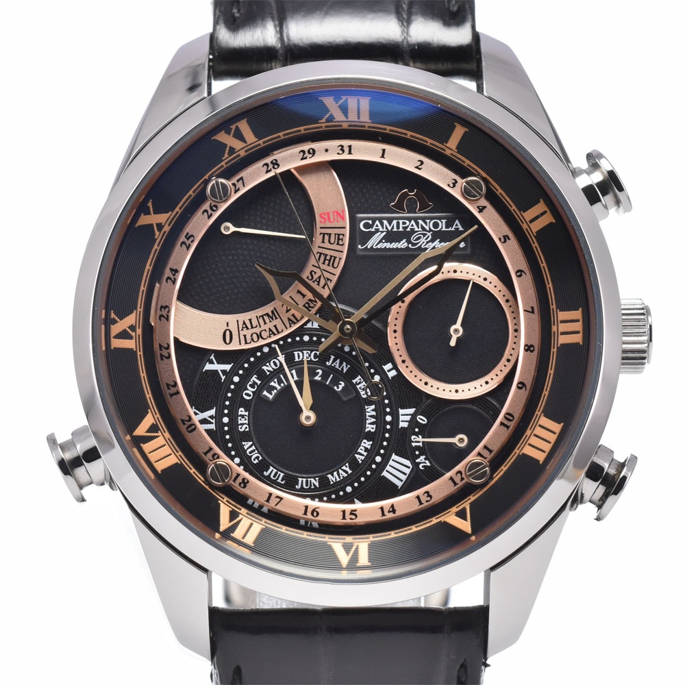 シチズン CITIZEN AH7061-00E カンパノラ ミニッツリピーター ブラック クォーツ メンズ 良品 腕時計 A#149061