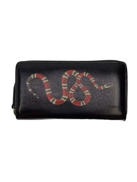 GUCCI Kingsnake Print Zip Around Wallet "Black"