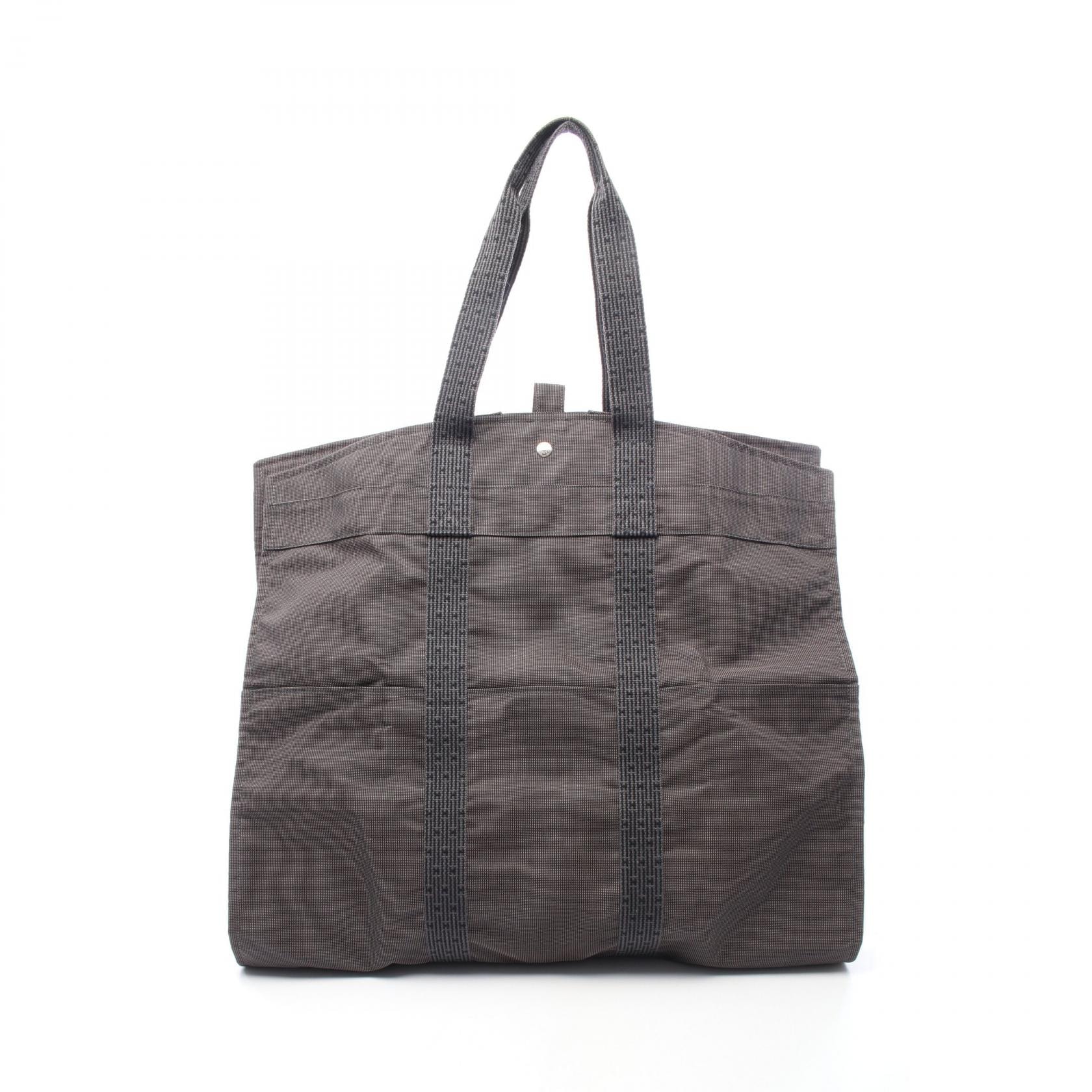 エルメス HERMES エールライン バッグ ナイロンキャンバス メンズ レディース グレー系 【中古】