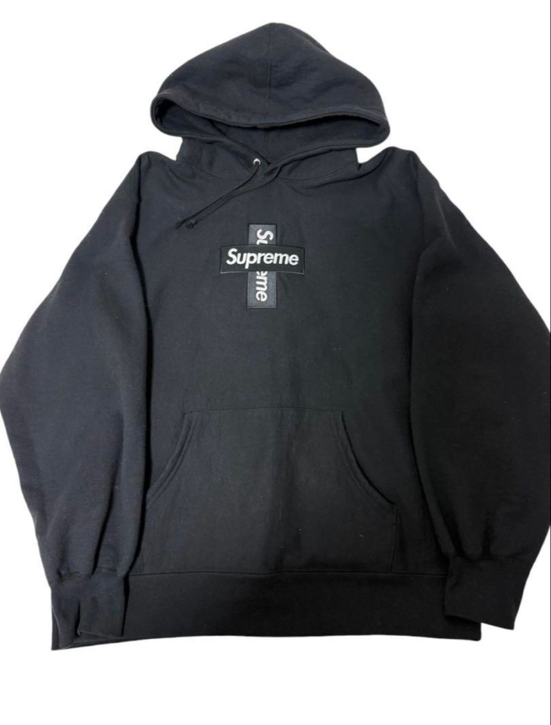 Supreme Cross Box Logo Hooded Sweatshirt "Black"