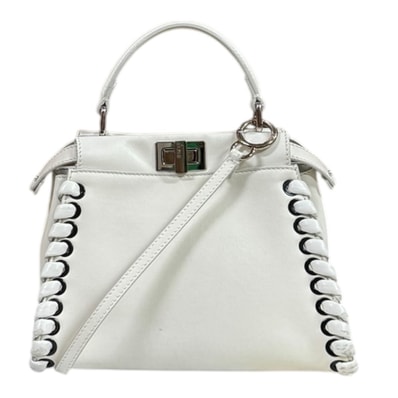 フェンディ ミニピーカブー ショルダーバッグ レザー 8BN244 ホワイト レディース FENDI 中古