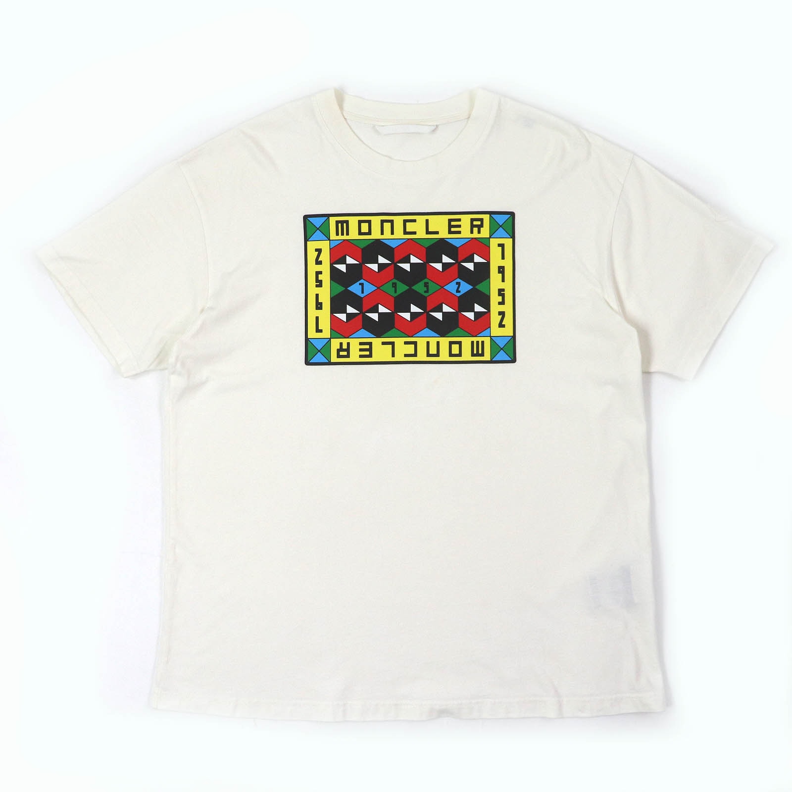 美品 モンクレール ジーニアス 2 半袖Tシャツ オフホワイト マルチ XL