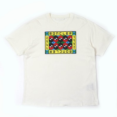 美品 モンクレール ジーニアス 2 半袖Tシャツ オフホワイト マルチ XL