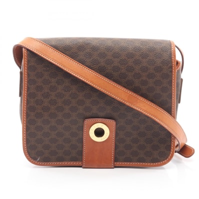 セリーヌ CELINE マカダム サークルロゴ ショルダーバッグ バッグ PVCコーティングキャンバス レザー レディース ブラウン系 【中古】