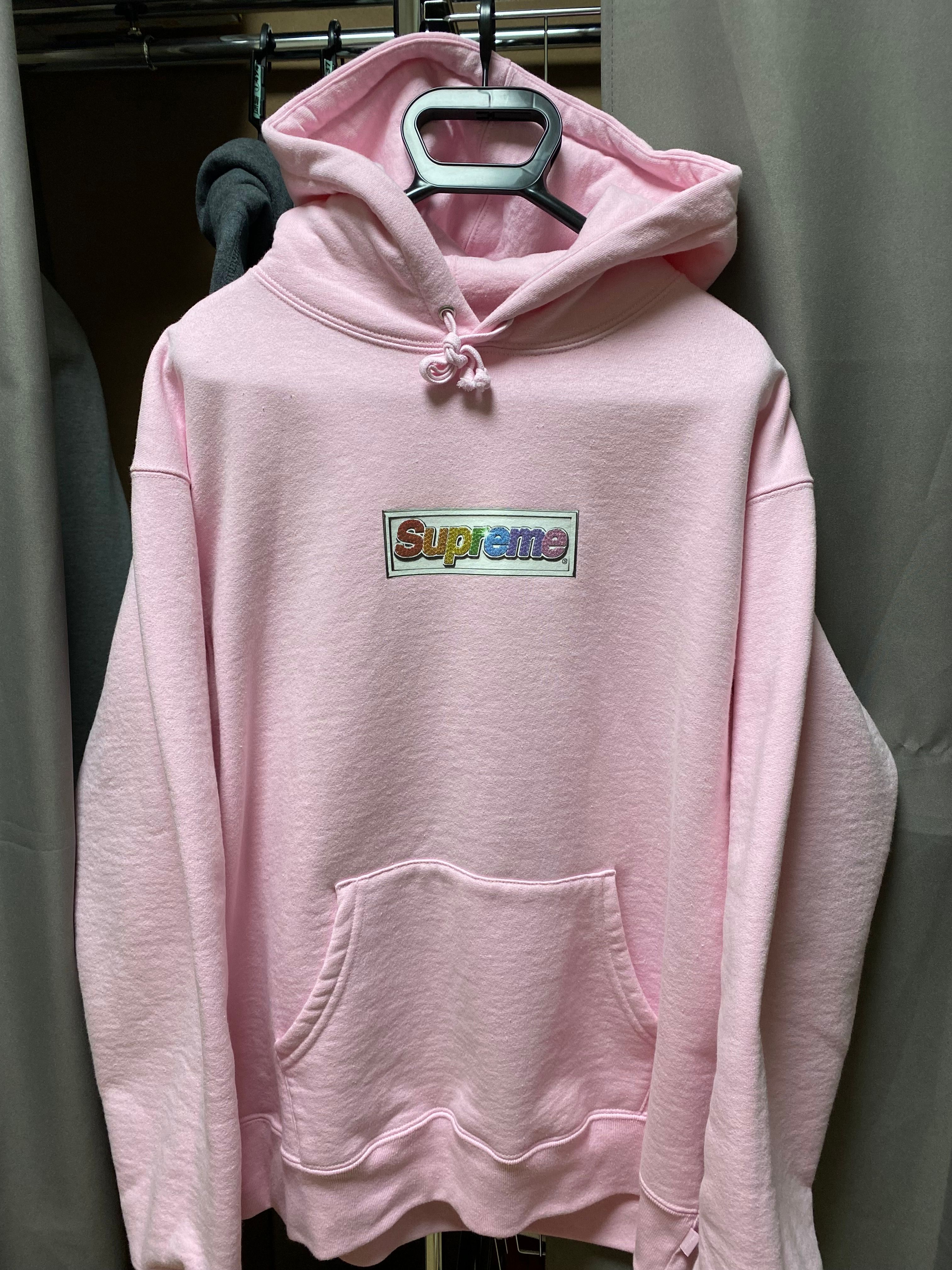 Supreme Bling Box Logo Hooded Sweatshirt "Light Pink"