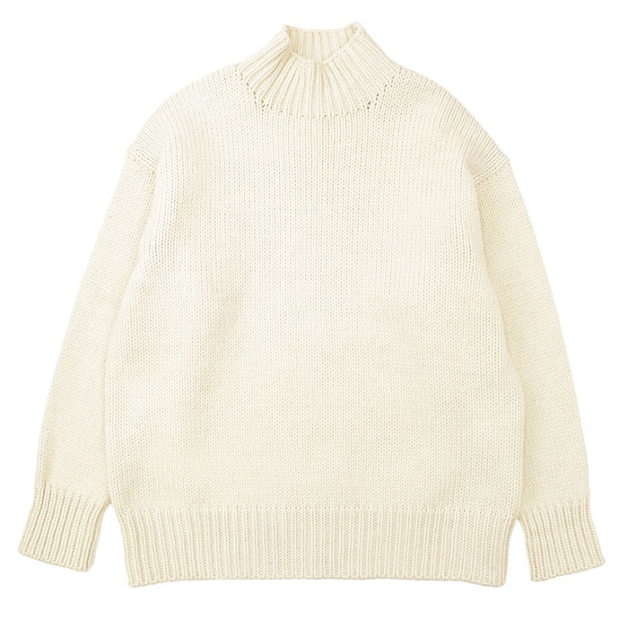 SALE【美品】JIL SANDER ジルサンダー ニット ハイネック ローゲージ ウール × モヘア オーバーサイズ プルオーバー ロングスリーブ 長袖 トップス メンズ サイズ 48 アイボリー イタリア製