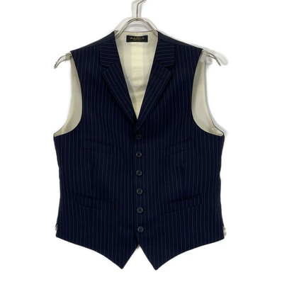 ダブルアールエル 782806444001 イタリア製 ネイビー ウール ストライプジレ/ベスト 36S