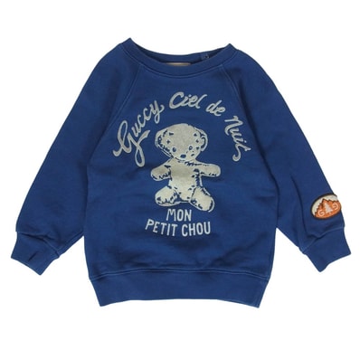 GUCCI グッチ 653687 XJDLN ベビー キッズ ベア スウェット トレーナー ネイビー系 18/24m【中古】