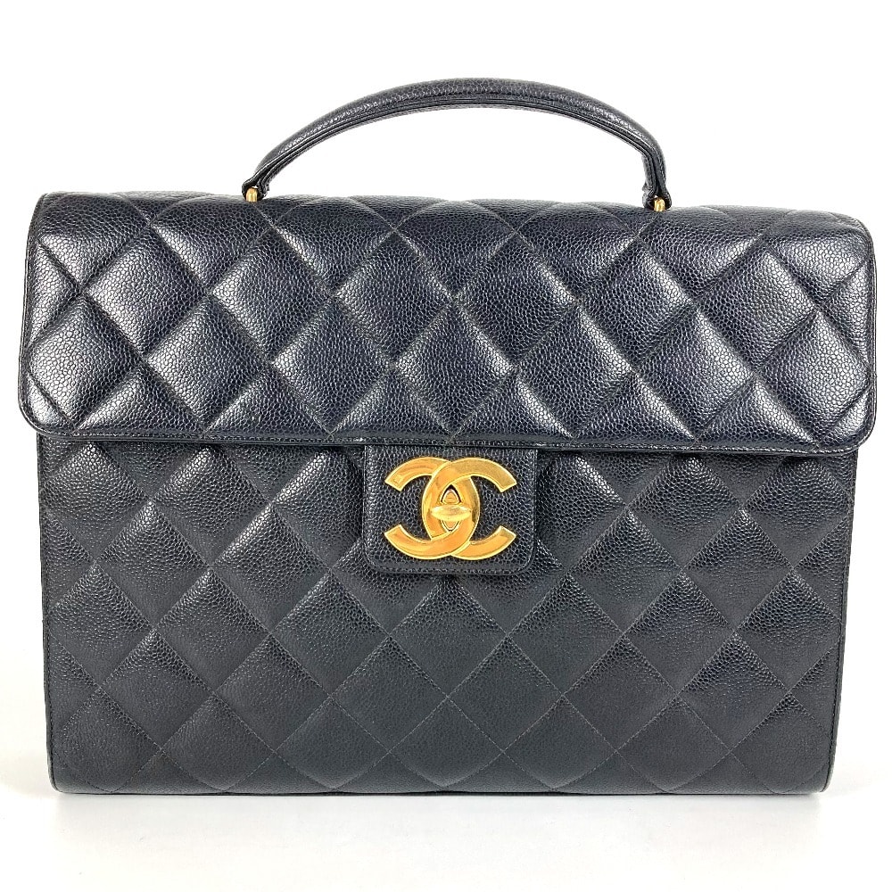 シャネル CHANEL CC ロゴ ココマーク マトラッセ キルティング A02794 ヴィンテージ ブリーフケース ハンドバッグ トートバッグ 書類バッグ ビジネスバッグ キャビアスキン ブラック