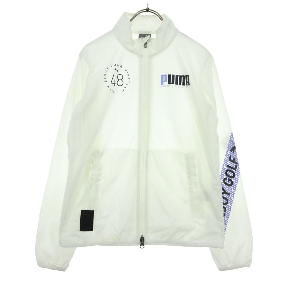 PUMA プーマ ロゴプリント 長袖 薄手 ウインドブレーカー S ホワイト