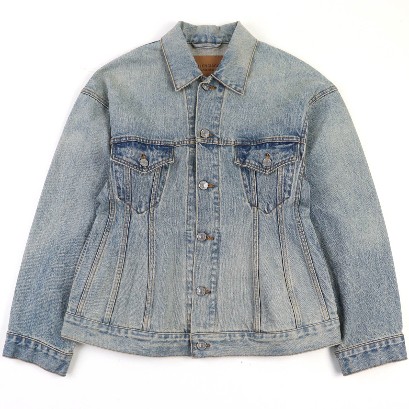 バレンシアガ 18SS バックロゴ クラッシュ デニムジャケット 