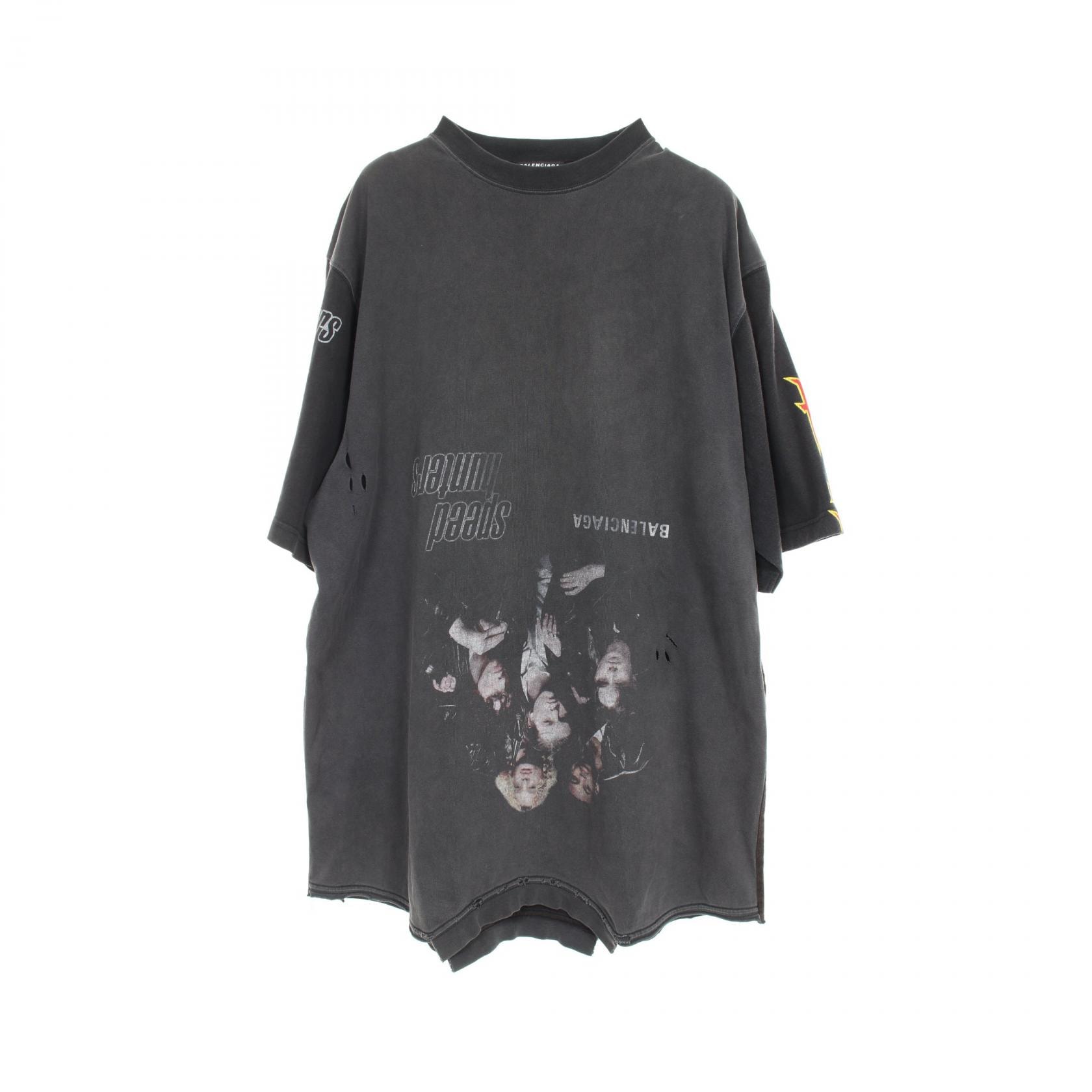 バレンシアガ BALENCIAGA スピードハンターズアップサイドダウン カットソー 衣料品 トップス コットン メンズ レディース ブラック系 / マルチカラー 【中古】