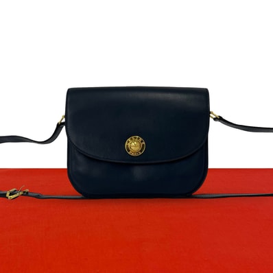 CELINE セリーヌ スターボール ロゴ 金具 レザー ショルダーバッグ ネイビー
24287
