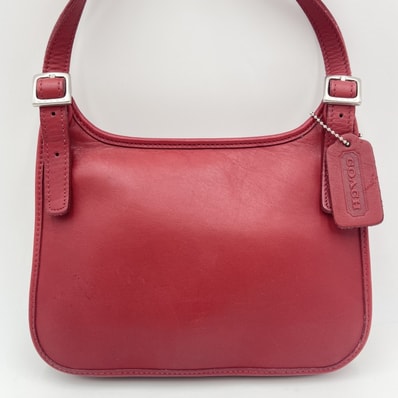 COACH(コーチ)スモール ヒッピー フラップ バッグ 9142 ヴィンテージ ショルダーバッグ レザー レッド シルバー金具 斜め掛け レディース【中古】