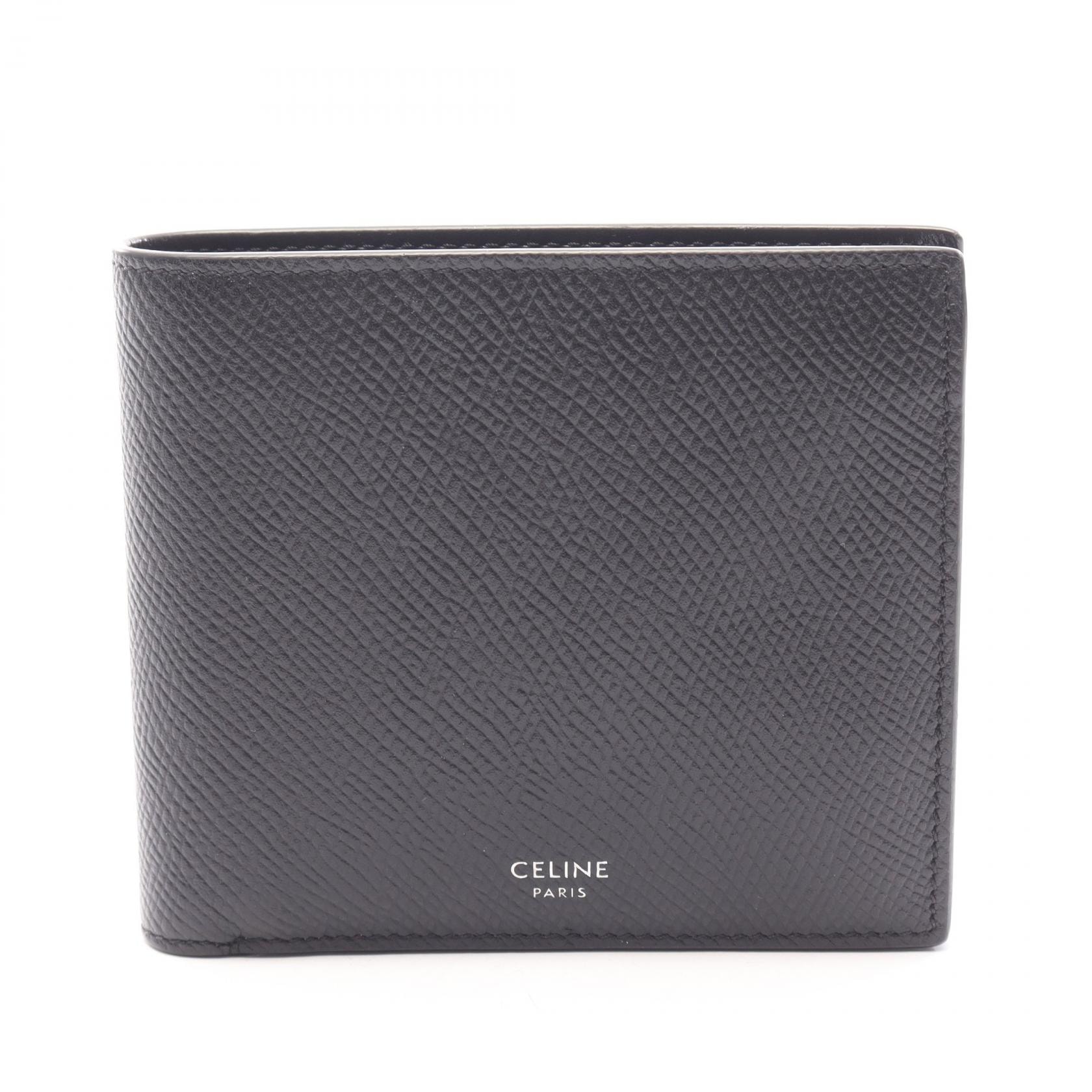 セリーヌ CELINE バイフォールドウォレット 二つ折り財布 財布 レザー メンズ ブラック系 10C873BEN 【中古】