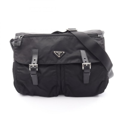 プラダ PRADA VELA ショルダーバッグ バッグ ナイロン レザー メンズ レディース ブラック系 BT1738 【中古】