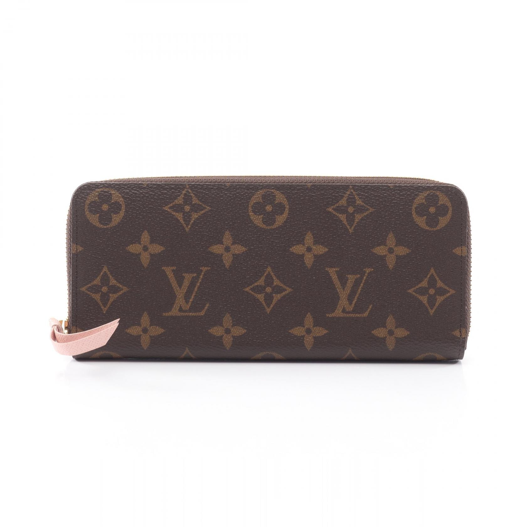 ルイ・ヴィトン LOUIS VUITTON ポルトフォイユ クレマンス モノグラム ローズバレリーヌ ラウンド長財布 財布 レザー PVC レディース ブラウン系 / ピンク系 M61298 【中古】