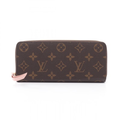 ルイ・ヴィトン LOUIS VUITTON ポルトフォイユ クレマンス モノグラム ローズバレリーヌ ラウンド長財布 財布 レザー PVC レディース ブラウン系 / ピンク系 M61298 【中古】