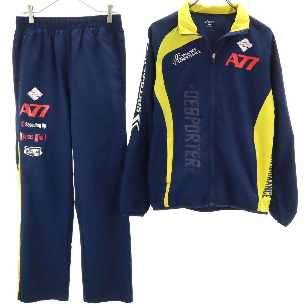 asics アシックス ウインドブレーカー 上下セットアップ L ネイビー