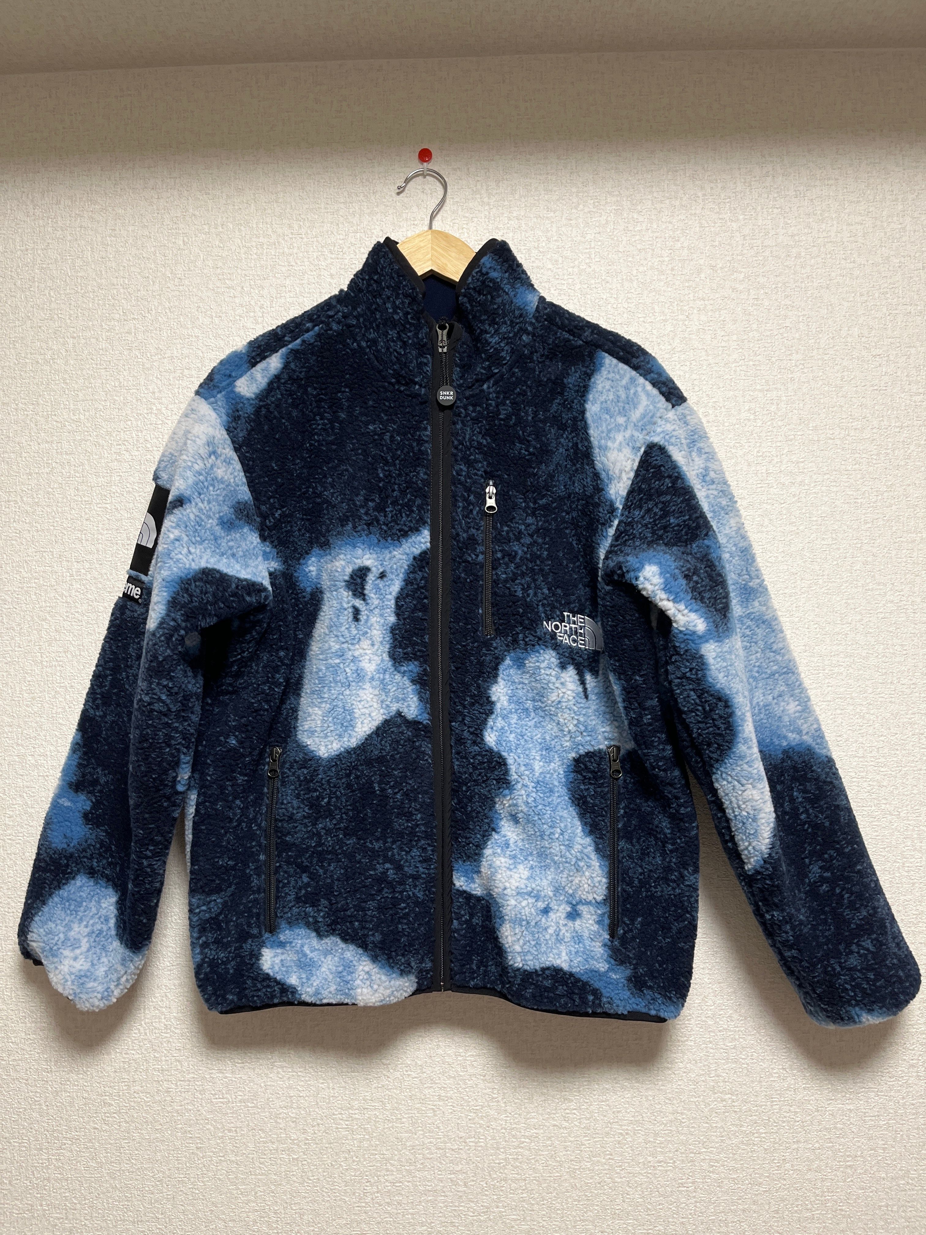 Supreme x The North Face Bleached Denim Print Fleece Jacket "Indigo"