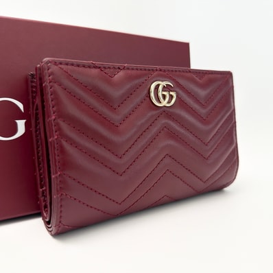 GUCCI GG Marmont wallet "Rosso Ancora Red Leather"