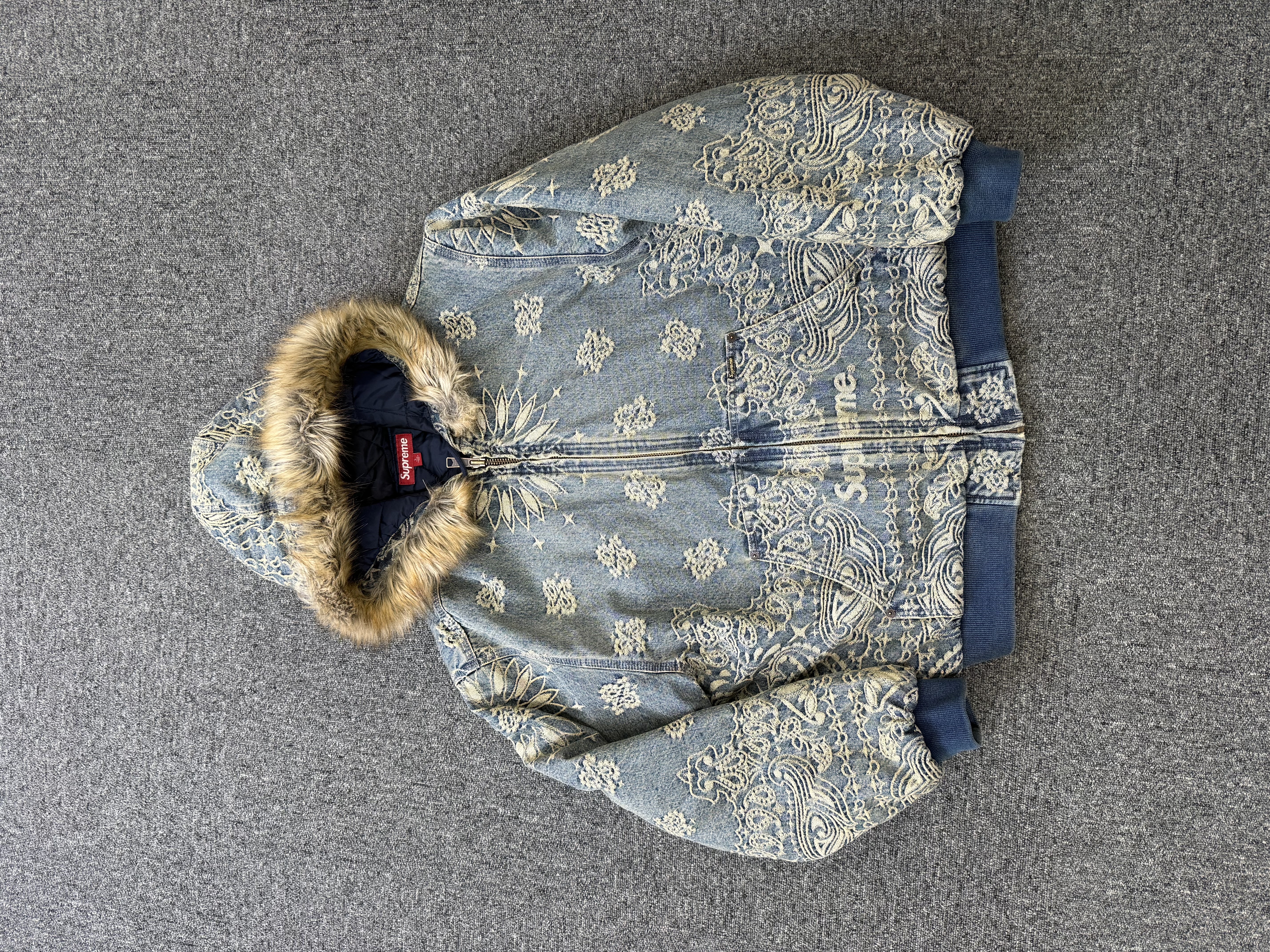 Supreme Bandana Jacquard Denim Hooded Work Jacket 