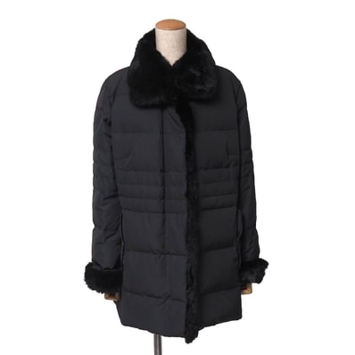 ■美品■BURBERRY バーバリー ダウンジャケット サイズ46 ダウンコート ラビットファー 中綿 裏地 : チェック ブランド古着【中古】20261024/RB1368