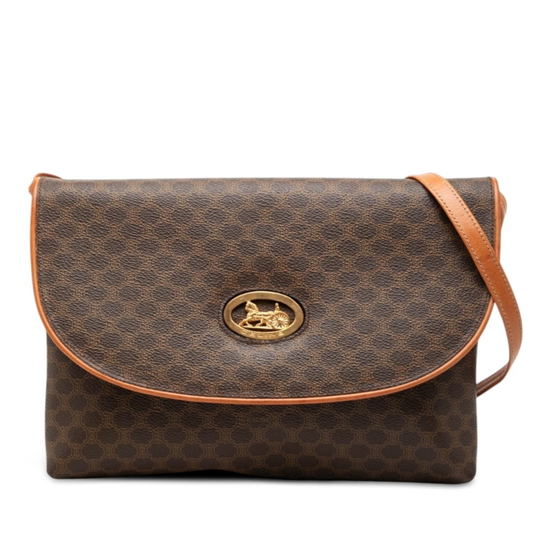 セリーヌ マカダム ショルダーバッグ クラッチバッグ 2WAY ブラウン PVC レザー レディース CELINE 【中古】