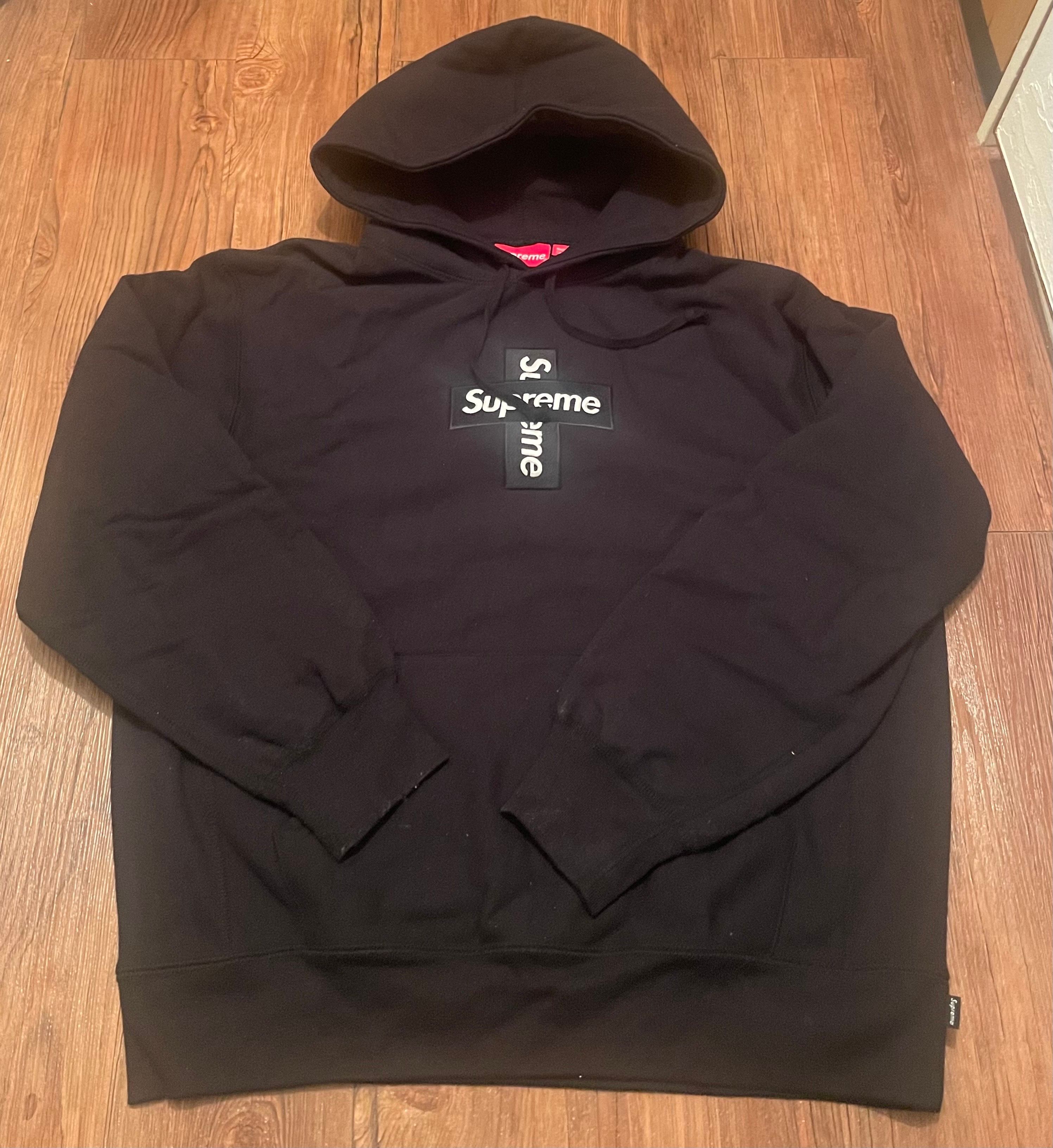 Supreme Cross Box Logo Hooded Sweatshirt "Black"
