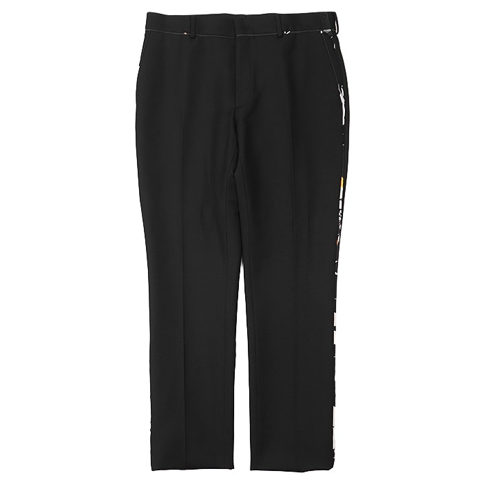 SALE【未使用】FENDI フェンディ スラックス 2019年製 ウール/ポリエステル ギャバジン サイド パイピング テーパードシルエット トラウザー パンツ ボトムス メンズ サイズ 50 ブラック 黒 イタリア製