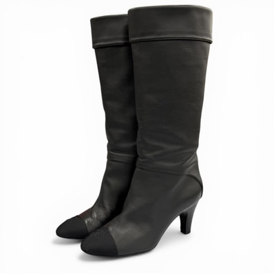 美品 シャネル ロングブーツ ブラック レディース 36.5 G36438