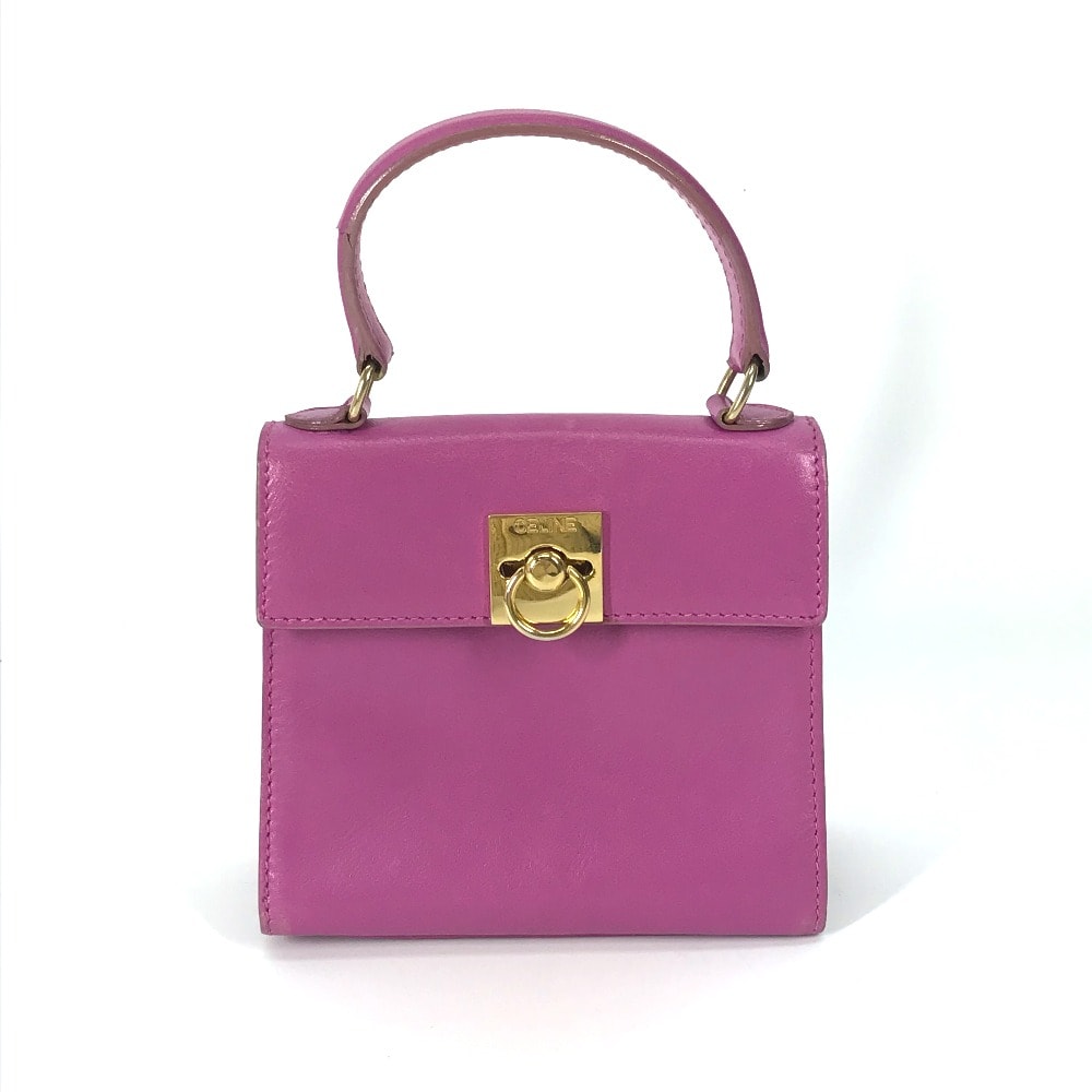 セリーヌ CELINE ミニ カバン ヴィンテージ カバン ハンドバッグ レザー パープル系