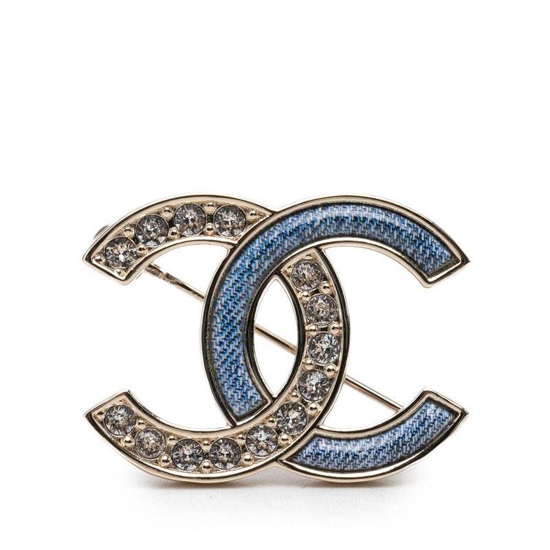 シャネル ココマーク ブローチ ゴールド ブルー メッキ ラインストーン レディース CHANEL 中古