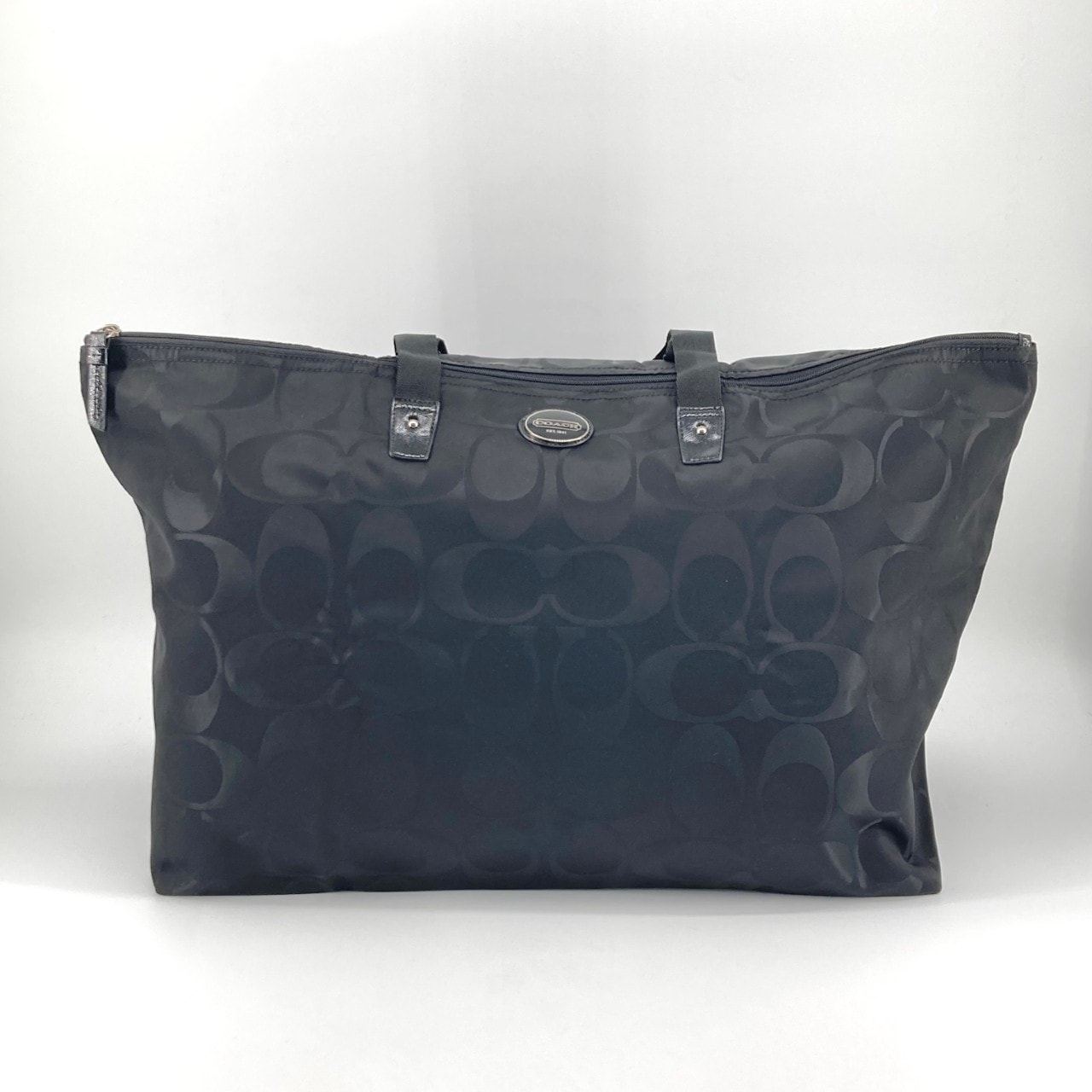 COACH(コーチ) シグネチャー ナイロン ポケッタブル ウィークエンダー F77321 ボストンバッグ ブラック