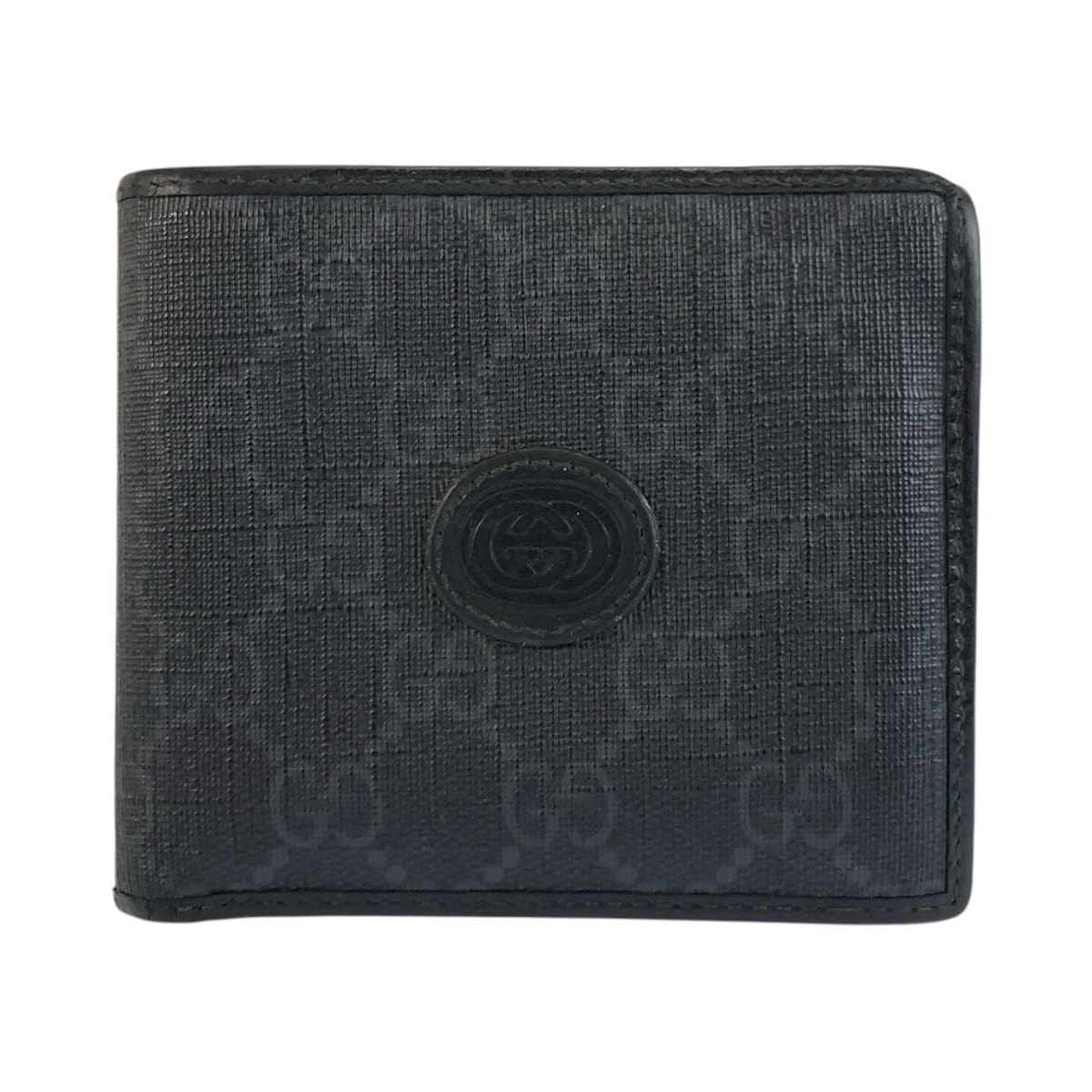 GUCCI グッチ インターロッキング ブラック 黒 GGスプリームキャンバス 折り財布 コンパクトウォレット 603551 【中古】